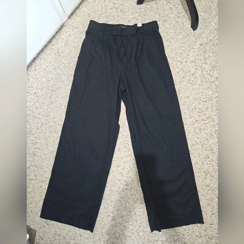 Black Linen Blend Pants